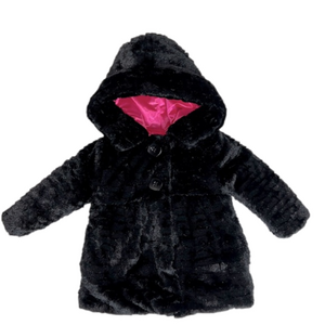 Pistachio Black & Pink Reversible Faux-Fur Jacket Coat - Size 2T